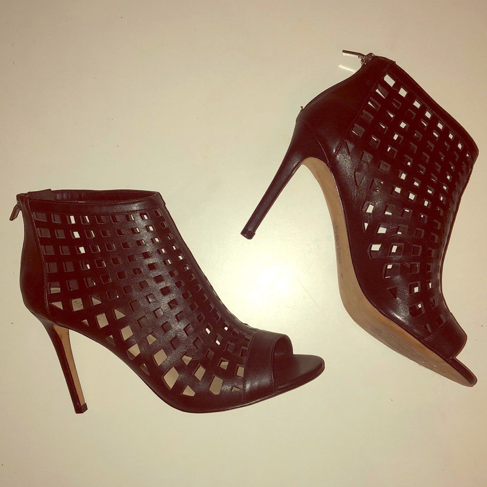 Peep Toe Black Cage Booties Boots Charles David 9